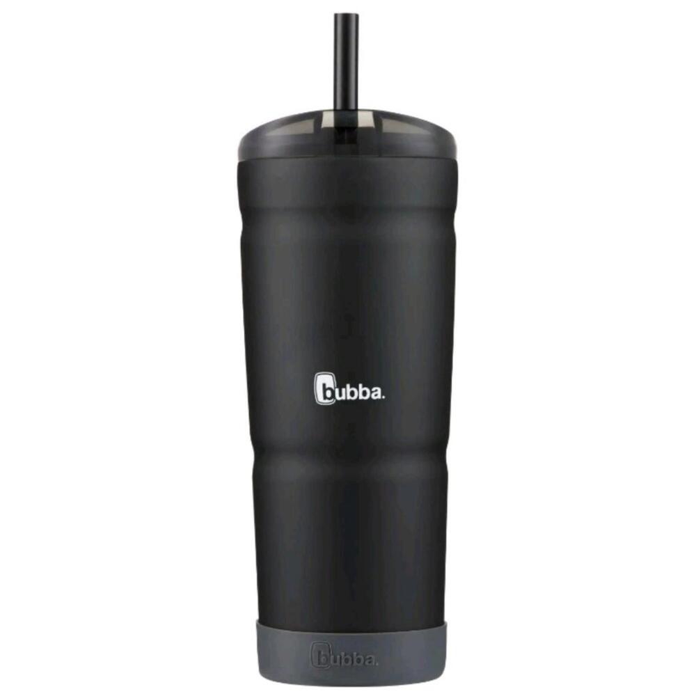 Bubba Envy-S 24oz Black Stainless Steel‎ Tumbler w/ Straw & Gray Bumper